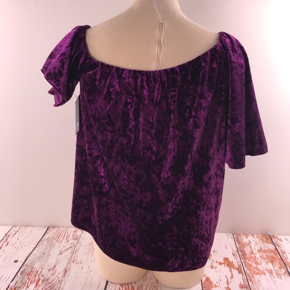 Cooper & Ella Purple Velvet Off the Shoulder Top - Picture 7 of 8
